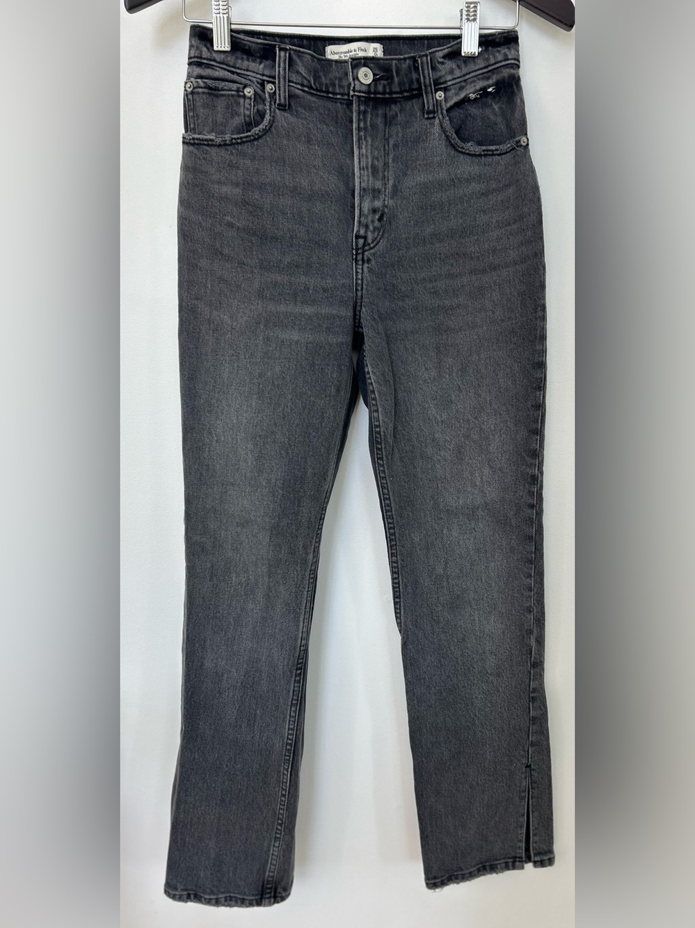 Abercrombie Straight Leg Jeans Dark Gray High Rise Women’s 25 Like New - Picture 2 of 6
